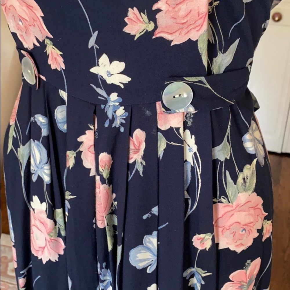 Vintage Jeffrey & Dara Wide Leg navy blue floral jumpsuit size 10 - Picture 8 of 16